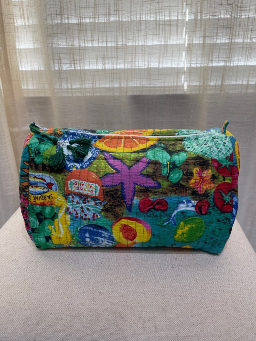 Colorful Floral Quilted Cosmetic Bag